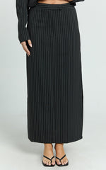 Lioness - Luna Maxi Skirt in Onyx Pinstripe