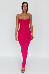 Teava Laced Waist Maxi Dress Fuchsia