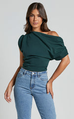 Nalfie Top - Asymmetrical Top in Forest Green
