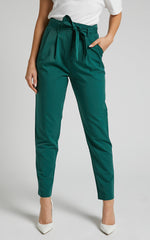 Raegen Pant - High Waist Tapered Leg Pant in Forest Green