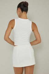 Mayra Crew Neck Crop Top White