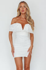 Oui Madame Off Shoulder Mini Dress Off White