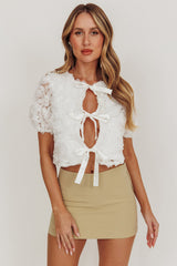 Chiron Front Tie Rosette Top Off White