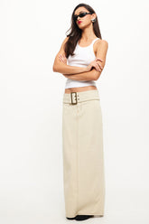 LIONESS Uma Denim Midi Skirt Ecru