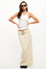 LIONESS Uma Denim Midi Skirt Ecru