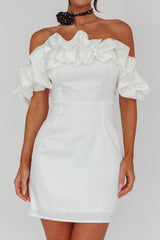 La Palma Off-Shoulder Mini Dress Off White