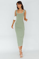 North Shore Blanket Stitch Knit Maxi Dress Sage