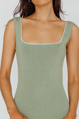 North Shore Blanket Stitch Knit Maxi Dress Sage