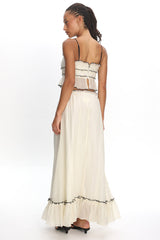 Maidens Tie Detail Overlock Maxi Skirt Cream