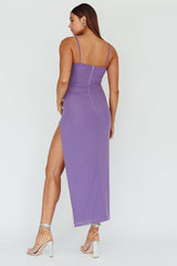 Catriona Split Ruffle Midi Dress Mauve