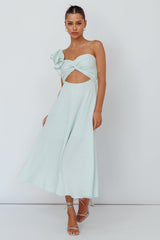Jolina Ruffle Shoulder Midi Dress Mint