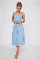 Zenyl Raw Hem Midi Dress Blue
