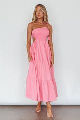 Tamzin Shirred Bodice Midi Dress Soft Pink