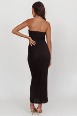 Horizon Strapless Textured Midi Dress Black