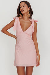 Mykonos Morning Shoulder Mini Dress Baby Pink