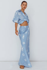 Light Aura Maxi Skirt Print Blue White