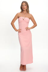 Letisha Textured Halter Maxi Dress Pink