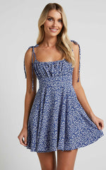 Summer Jam Mini Dress - Strappy Slip Dress in Blue Floral