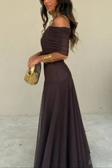 Women's Pleated One-Shoulder Maxi Dress | Graceful Flowing Summer Dress