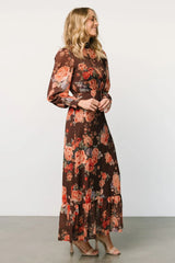 Luciana Maxi Dress | Brown Floral