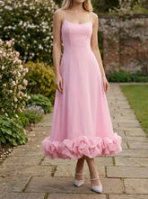 Women's Ruffle Midi Dress | Elegant Flowing Evening Dress