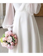 Women's White Maxi Wedding Dress | Elegant Floor-Length Bridal Gown