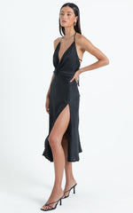 Florentina Dress in Black Satin