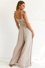 Talitha Tie Strap Wide Leg Jumpsuit Stone