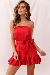 Thank U, Next Bandeau Satin Romper Red