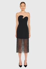 Strapless Puzzle Dress with Fringe