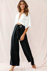 Saigon Wide Leg Eyelet Pants Black