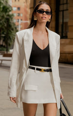 Haidy Blazer - Single Breasted Boyfriend Blazer in White