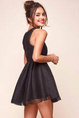 Idina Mesh Overlay Holiday Dress Black