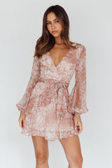 Kerry Layered Balloon Sleeve Dress Nude