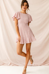 Isabelle Angel Sleeve Empire Dress Blush
