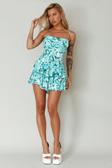 Well Versed Cowl Neckline Flounce Romper Lily Green