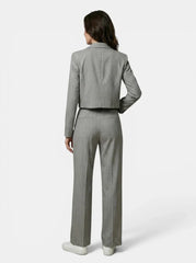 Women's Pinstripe Suit | Cropped Tailored Blazer & Wide-Leg Trousers
