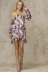 Jessica Strapless Sheer Embroidered Dress Multi