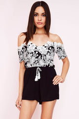 Inaya Dressy Lace Romper Black