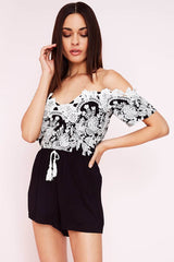 Inaya Dressy Lace Romper Black