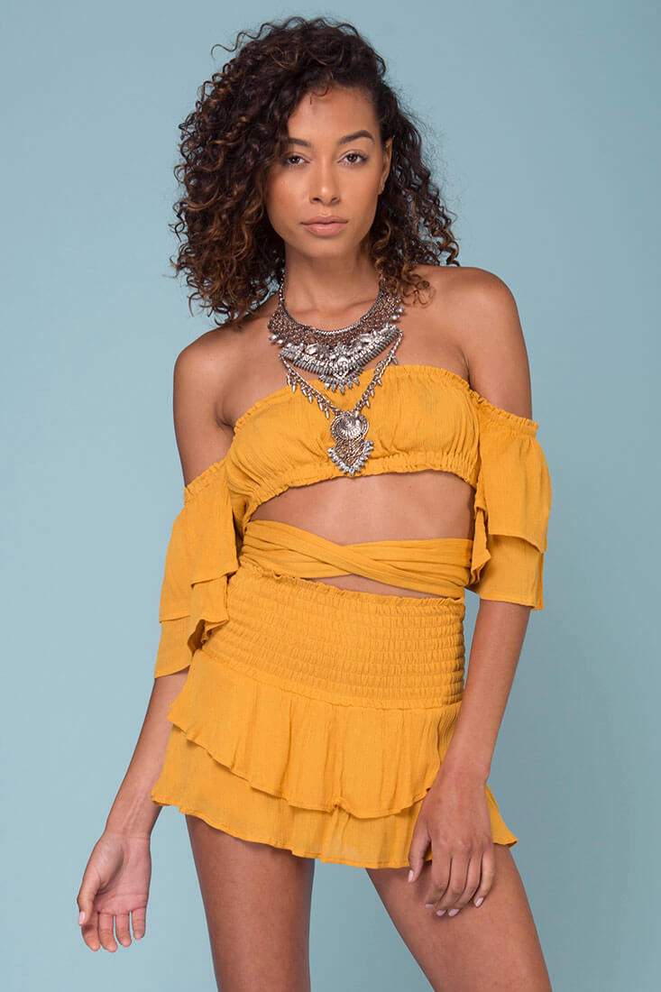 Rhea Top and Skort Set Mustard