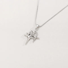 Women's Stainless Steel Star Pendant Necklace Duo | Layered Minimalist Star Necklaces