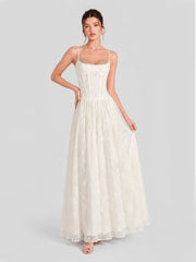 Lace Corset Lace-Up Back Maxi Dress