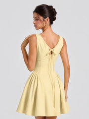 Butter Cowl Neck Bow Back Skater Mini Dress