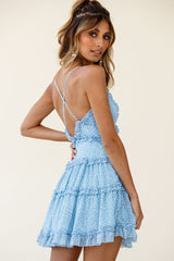 Laney Low Back Cami Strap Dress Speckle Print Blue