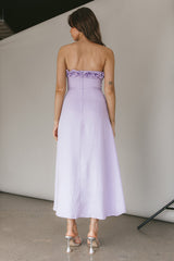 Under The Sun Tied Bust Midi Dress Lilac