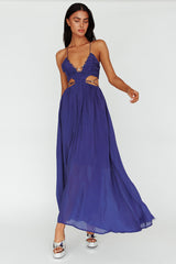 Tenyl Open Back Strappy Midi Dress Navy