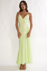 Meranda V-Neck Maxi Dress Sequin Yellow