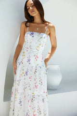 Luminous Field Floral Maxi Dress White