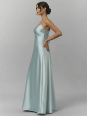 Premium Tailoring Corset-Back Satin Slip Maxi Dress